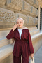 Women's Stone Detailed Double Suit Claret Red - 6