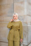 Women's Stone Detailed Double Suit Oil Green - 6