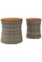 Garden Side Tables 2 pcs with Wooden Top Grey Poly Rattan - 5