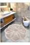 Cotton Tufted Water Absorbent Bath Mat, Bathroom Rug Lotus 120 X 120 cm Beige