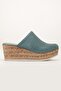 Women's Genuine Leather Closed Toe Wedge Heel Slippers - Blue - 3