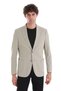Beige Slim Fit Striped Mono Collar Casual Jacket - 6