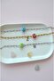 Colorful Evil Eye Beaded Letter Steel Anklet - 6