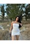 Women's White Mini Strapless Dress
