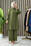 City Suit Elastic Waist Trousers Stone Detailed Aerobin Tunic Bottom Top Double Hijab Suit - 6