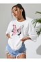 Unisex Cotton White Oversize "Pink Butterfly" Printed Crew Neck Comfortable Daily T-Shirt - 5