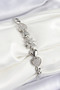 Brass Zircon Stone Heart Detailed Flower Model Silver Color Women's Bracelet
