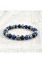 Lapis Lazuli, Onyx and Hematite Women's and Men's Natural Stone Bracelet - Elastic - 2