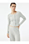 Viscose and Cotton Blend Button Detailed Crew Neck Long Sleeve Pajama Top - 2