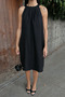 Women's Halter Neck Sleeveless Pocket Linen Woven Short Dress Black - 9