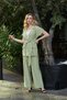 Women's Silky Modal Fabric High Waist Elastic Waist Epaulets Side Pockets Wide Leg Palazzo Pants-Fat Y