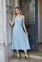 Women's Silky Modal Fabric Suspender Skirt Kiloş Knee Length Summer Evening Dress Evening Dress-Blue
