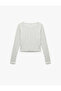 Viscose and Cotton Blend Button Detailed Crew Neck Long Sleeve Pajama Top - 4