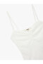 Thin Strap Lace Textured Gathered Undershirt - 3