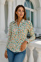 Women's Patterned Slim Fit Hidden Button Detailed Colorful Trend Shirt - 4