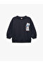Long Sleeve Crew Neck Printed Cotton Hooded Sweatshirt