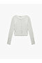Viscose and Cotton Blend Button Detailed Crew Neck Long Sleeve Pajama Top - 3