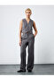 Wide Leg Fabric Trousers with Pocket Detail
