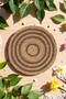 Handmade Black Striped Seaweed Supla, Natural American Service, Double Ring Round Decor, 32 cm