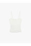 Thin Strap Lace Textured Gathered Undershirt - 2