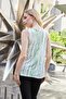 Women's Lycra Shiny Fabric Printed Degaje Collar Sleeveless Body Blouse-Green Pattern - 3