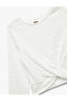 Long Sleeve Crew Neck Crop Blouse - 3