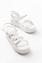 861-1222 White Buckle Ankle Strap Wedge Women's Sandals - 3