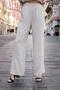 Women’s High-Waisted Palazzo Pants with Elastic Waist, Side Pockets, Made from Linen Fabric Without Lycra - Beige - 2