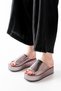 861-1011 Rose Glass Broken Wide Banded Wedge Women's Slippers