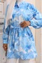 Patterned Hijab Shirt Blue 700 - 2