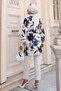 Patterned Hijab Shirt Navy Blue 701 - 5