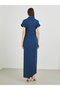 Solid Collared Buttoned Shirt Maxi Dress - 5