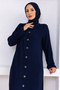 Simple Daily Pocket Button Full Length Ferace Navy Blue - 5