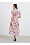 All Over Print V Neck A-Line Maxi Dess - 5