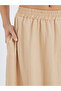 Women Beige Textured A-Line Midi Skirt with Elasticated Waistband - 3