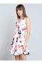 White Floral Print Sleeveless Fit and Flare Mini Dress - 4