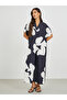 Floral Print Batwing Sleeve V-Neck Maxi Dress