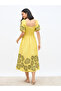 Embroidered Puff Sleeves A-Line Midi Dress - 5