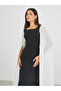 Color Block Cape Sleeve Bodycon Maxi Dress - 3