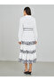 Printed Long Sleeves Tiered Midi Dress with Belt - 5