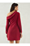 Maroon Solid One Shoulder Wrap Look A-Line Mini Dress - 2