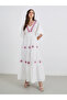 Embroidered Bell Sleeves Tiered Maxi Dress - 2