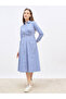 Striped Collared Long Sleeve Midi Dress