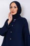 Simple Daily Pocket Button Full Length Ferace Navy Blue - 8