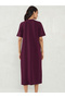 Burgundy Solid Knit Shift Midi Dress with Slit Detail - 2