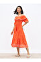 Embroidered Smocked Off-Shoulder Tiered Midi Dress - 3