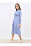 Striped Collared Long Sleeve Midi Dress - 3