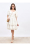Schiffli Trim Layered Knee-Length Dress