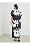 Floral Print Batwing Sleeve V-Neck Maxi Dress - 5