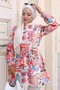 Patterned Hijab Shirt Red 701 - 4